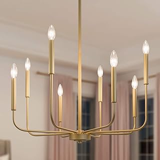 LALUZ Modern Gold Chandelier Light Fixture, 8 Lights Dinning Room Chande...