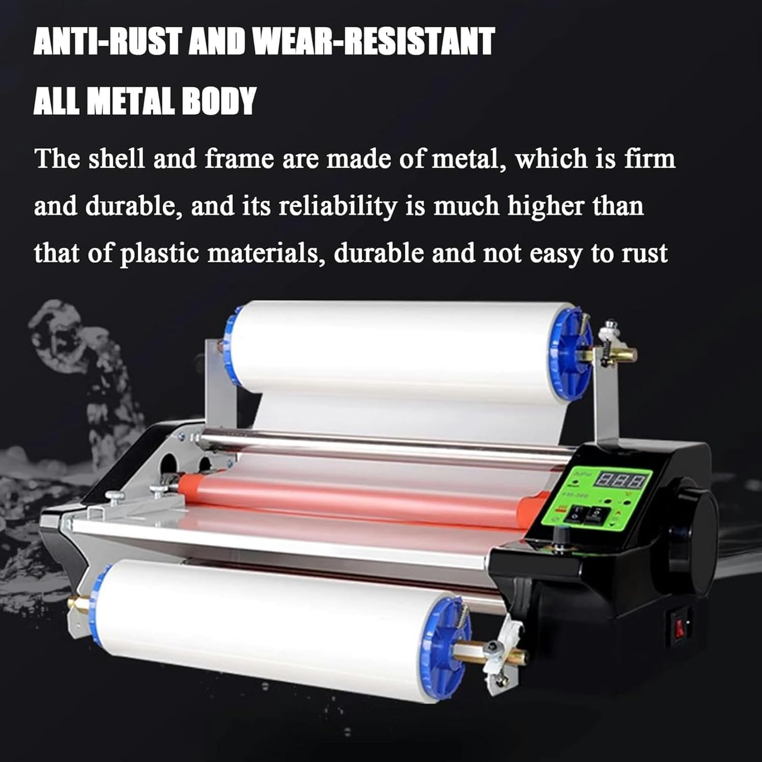 Macchina plastificatrice da 13,7", plastificatrice a Caldo e a Freddo a Quattro rulli, Macchina plastificatrice Termica, velocità di plastificazione 1,2 m/min, rego,