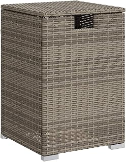 vidaXL Mesa Cubierta para Bombona de Propano, Mesita de Tanque de Gas, Caja Almacenamiento de Bombona de Propano, Mueble Exterior, Ratán Gris