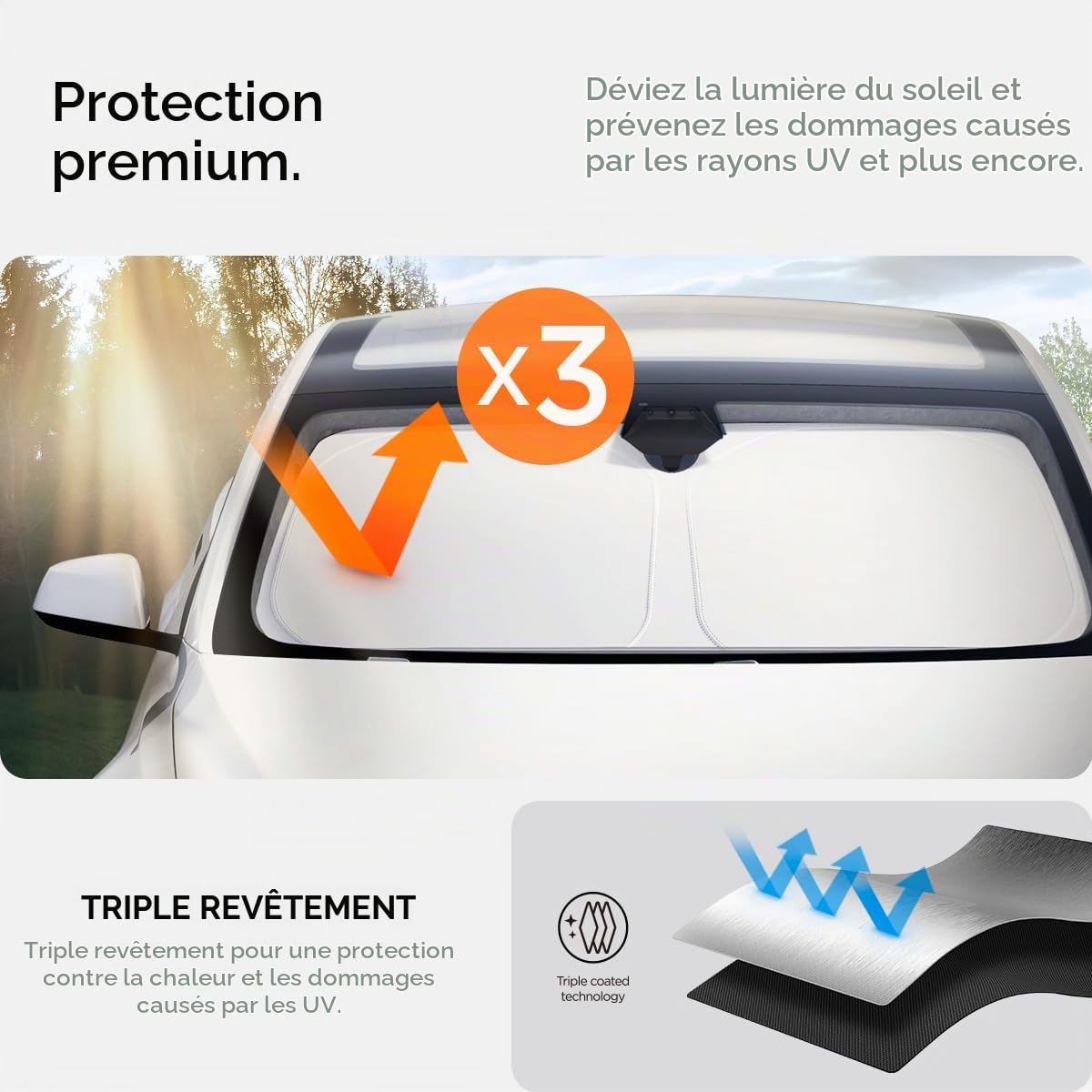 Spigen Tesla Pare-Soleil pour Pare-Brise Avant avec Pochette de Rangement