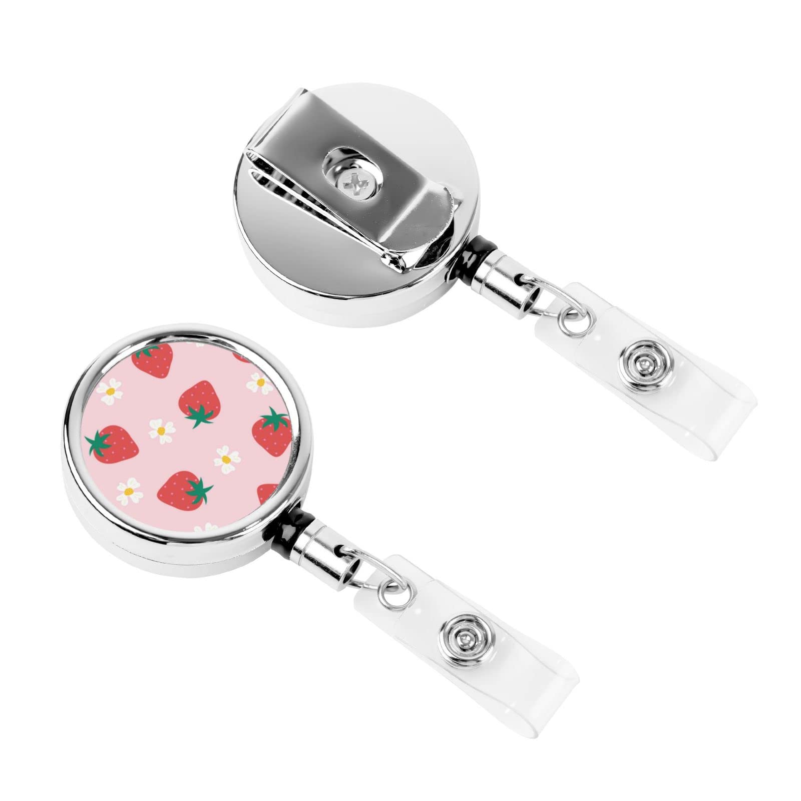 Amazon | 吊り下げ名札用リール バッジリール いちご 苺 柄