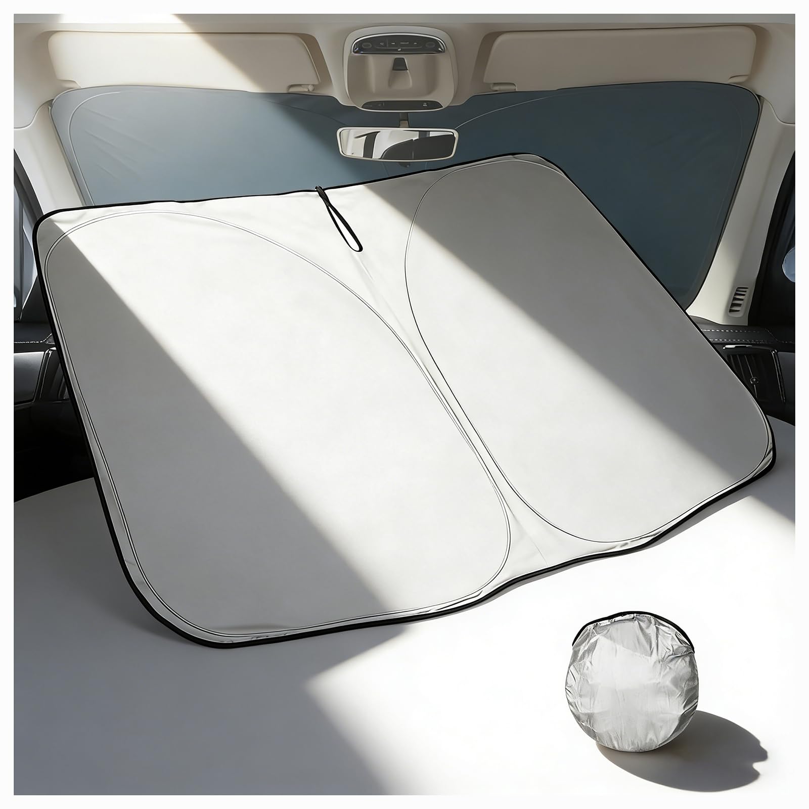 RFUJBPDZA Car Windscreen Sun Shade for Audi Q2 Q3 Q4 Q5 Q7 Q8 Q9 S1 Thickened Foldable UV Easy Store Keep Cool Protection Interior Cool Comes Storage Bag