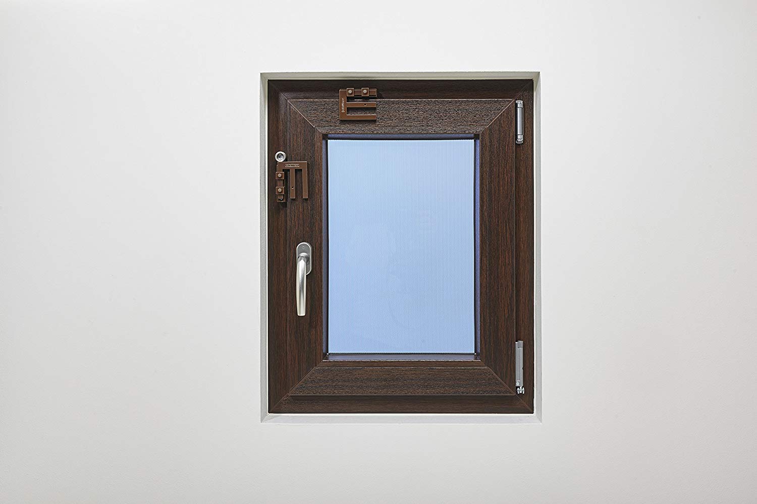 EM3 Sepiabraun, Fenstersicherung für Fenster oder Türen aus Kunststoff/Holz/Aluminium, Einbruchschutz DIN zertifiziert, hochwertiger massiver Stahl, Schutz gegen Einbruch, 2er Set