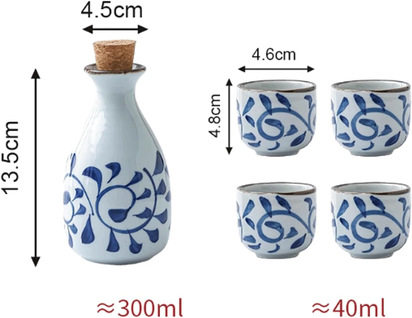 Ceramic Sake Pot Set Wineware with Bamboo Tray Izakaya Wineware Spirits White Wine Glass Ceramic Sake Set
