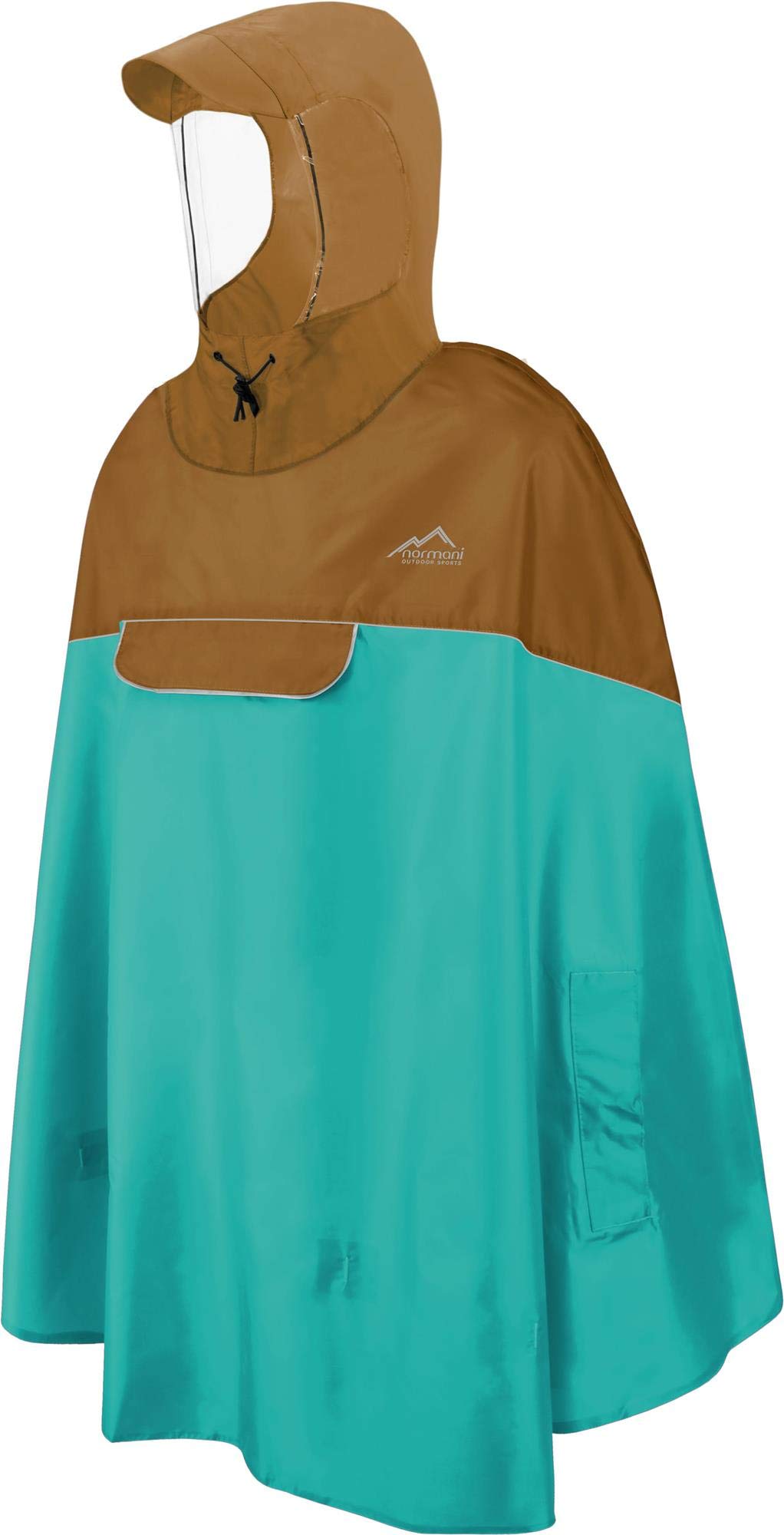 normani Wasserdichter Fahrrad-Regenponcho Regencape für Damen und Herren - Kapuze mit Sichtfenster - Wassersäule: 12.000 mm - 3M™ Scotchlite™ Reflektor und YKK-Reißverschluss