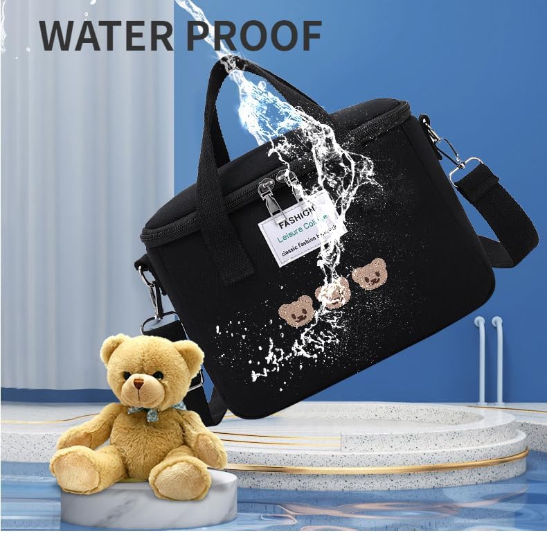 Miniatura 5 de Lonchera con aislamiento y diseño de oso Kawaii para mujer, lonchera kawaii, bolsa de almuerzo estética, bolsa cruzada linda para bolsa de almuerzo
