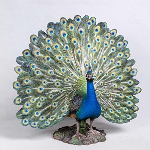 Beautiful Peacock With Feathers Out Statue For Garden Decor