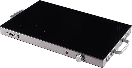 Miniatura 3 de Courant Bandeja de calentamiento eléctrica portátil con control de temperatura ajustable, parte superior de vidrio de cerámica de 24 x 15 pulgadas,