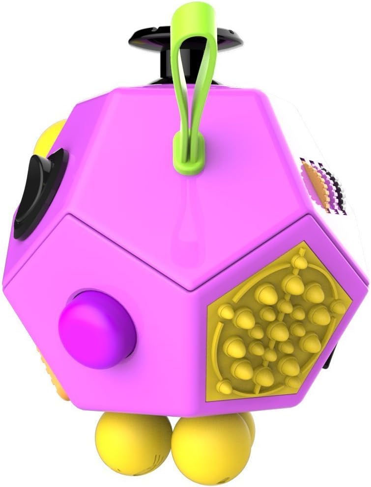 Fidget Cube Dodecagon 12 Side Fidget Toy Cube Relieves Stress And Anxiety Anti Depression Cube For Children And Adults With Adhd Add Ocd Autism Purple Yellow Amazon Co Uk Toys Games