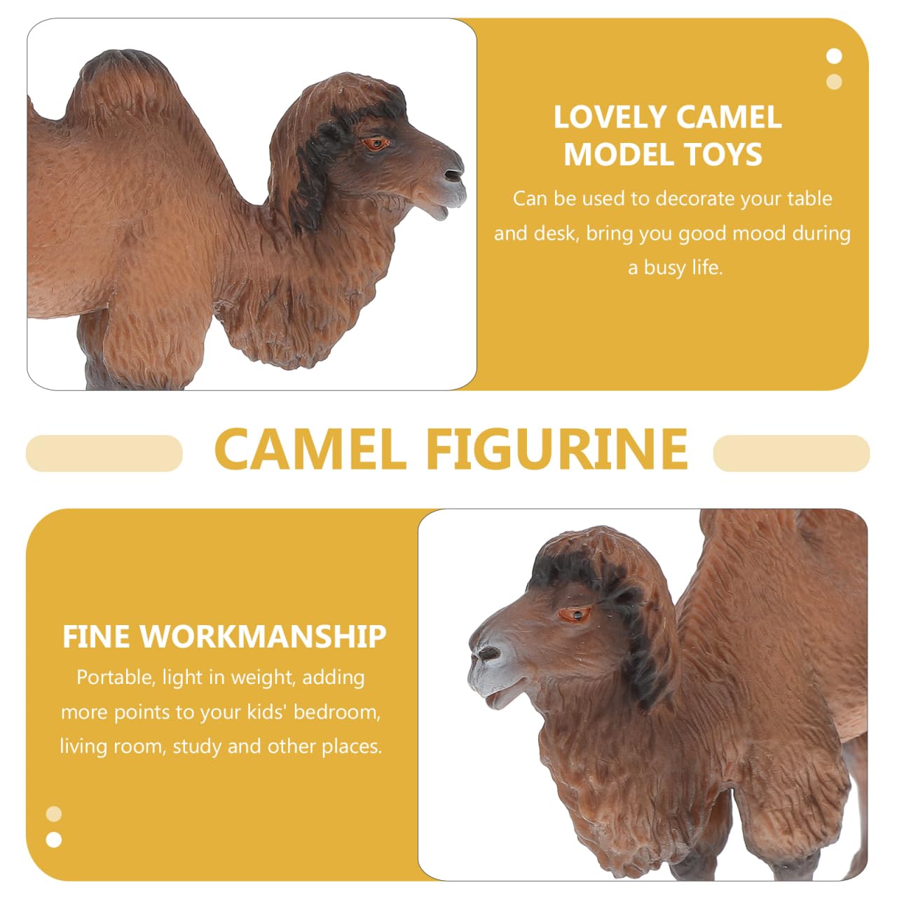 Toyvian Camel Figurines Set 2Pcs Realistic Animal Statues Miniature Camel Toys for Indoor Outdoor Decoration Table Desk Ornament - Image 4