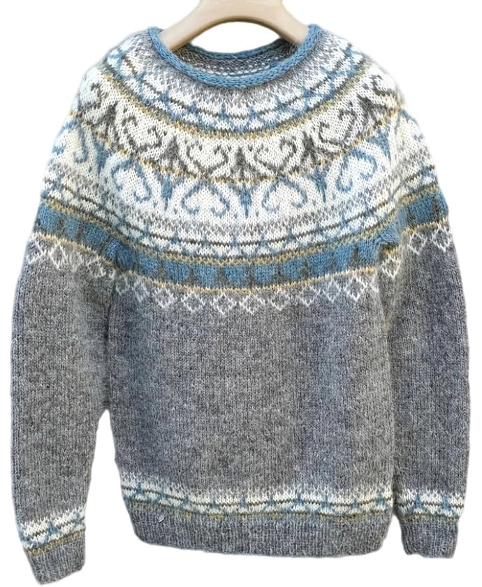 Womens Fair Isle Knit Sweater Vintage Ugly Funny Long Sleeve Crewneck Sweater Casual Chunky Boho Pullover Tops