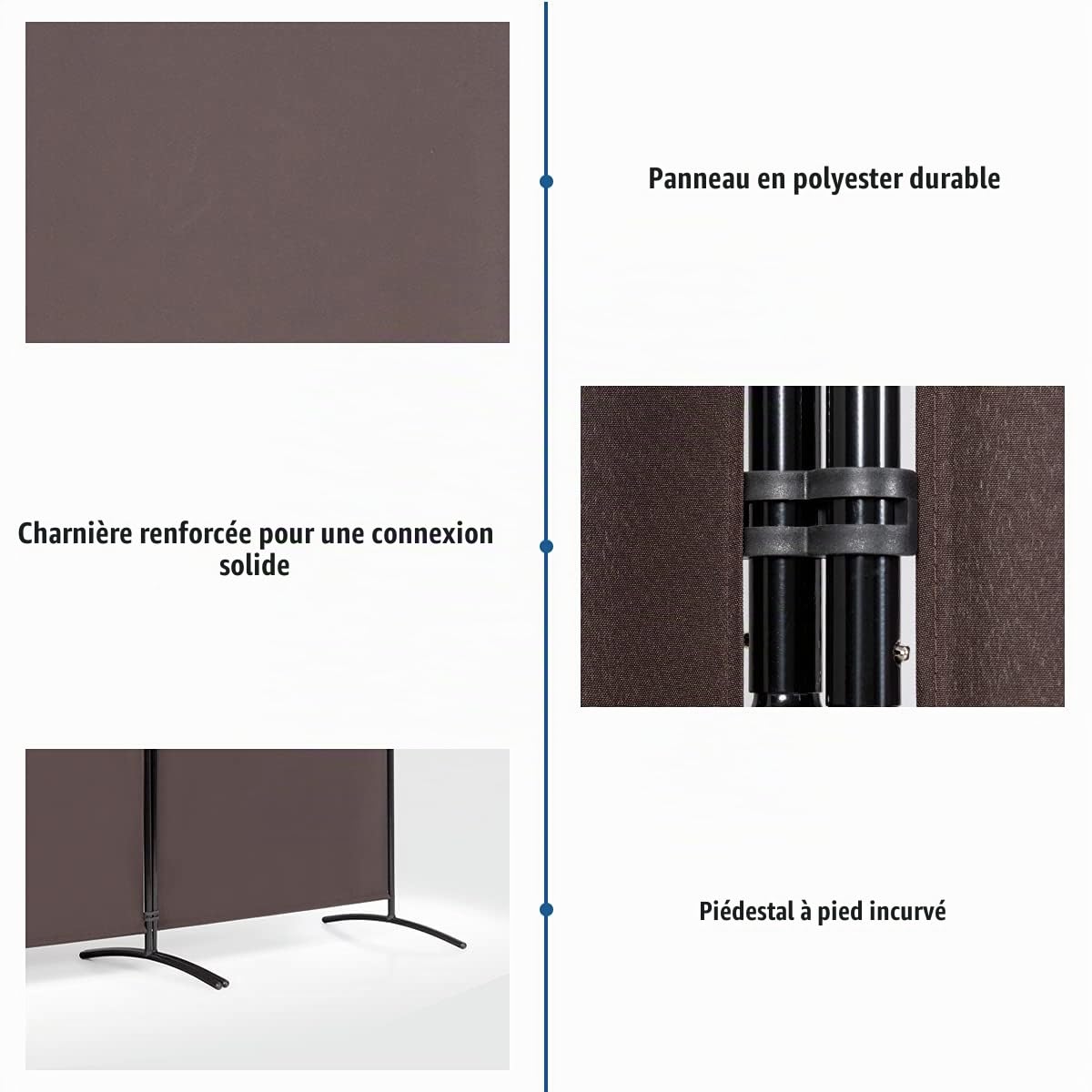 FANTASK Paravent Pliable en 3 Parties - 260 x 183 cm - Paravent Mural en métal et Polyester à l'intérieur - Brise-Vue
