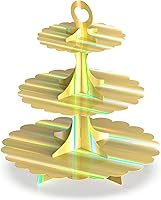 Vista 13 de Soporte para cupcakes de 3 niveles, 2 unidades, torre de exhibición de postres de cartón negro, soporte de pastel de varias capas para bodas