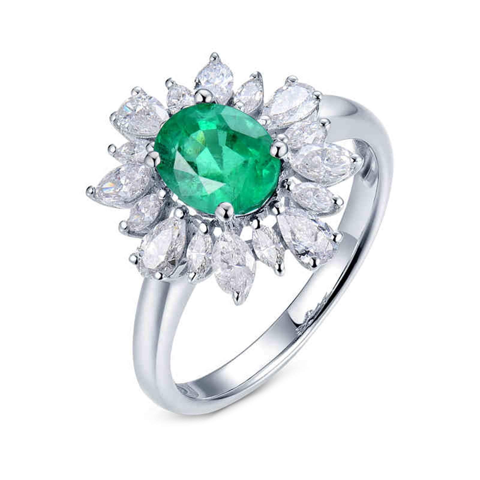 Anillos de piedras preciosas para mujer, oro de 18 quilates/plata de ley 925, moissanita/circonita cúbica y esmeralda creada en laboratorio, anillo de compromiso de 1 ct, esmeralda sintética Moissanite