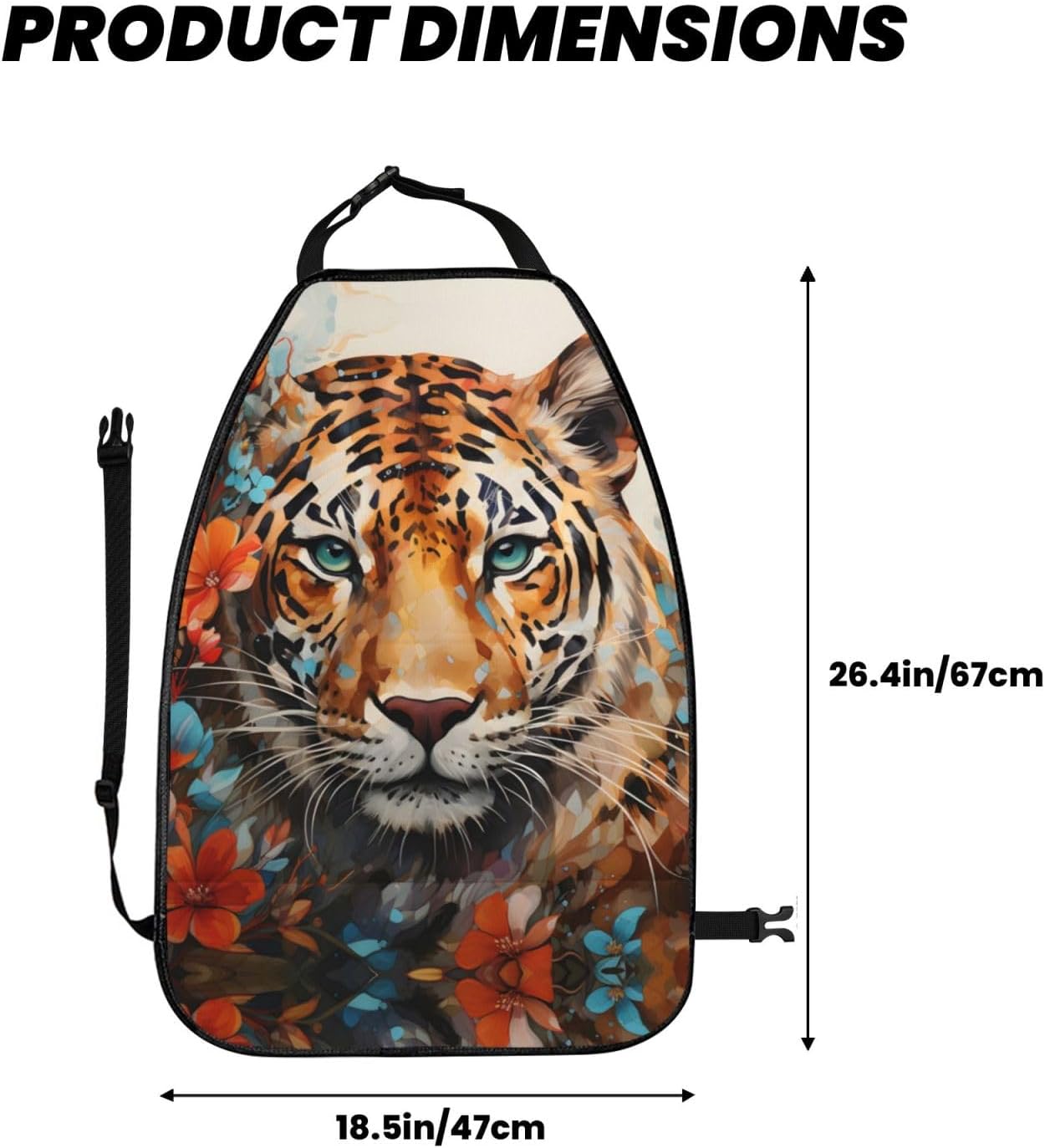 Car Seat Back Kick Protector 2 Pack 18.5x26.4 Inch, Watercolor Tiger Floral Anti-Kick Pad, Waterproof Oxford Fabric Large Rear Seat Cover for Kids Pets Fits SUV Jeep Truck Sedan