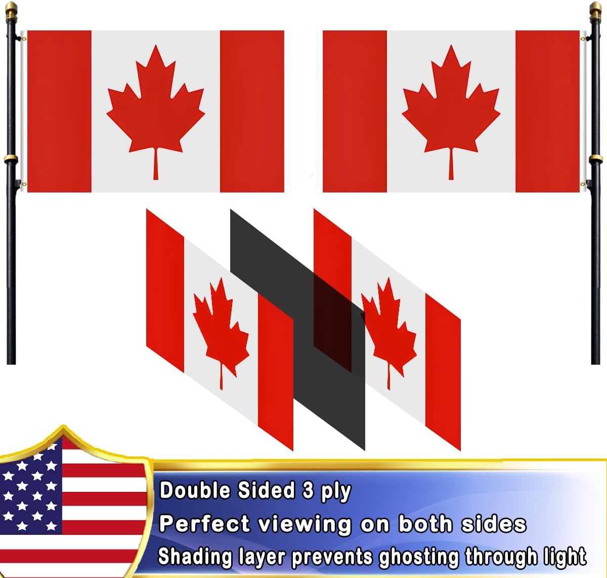 VOLTA 4x6ft Double Sided Canadian Flag Heavy Duty Outdoor - 3-Ply Fade Proof Polyester with Brass Grommets & Reinforced Canvas Header