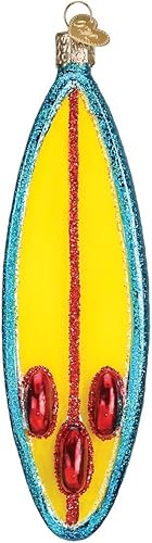 Miniatura 3 de Old World Christmas Adornos Regalos de playa Adornos de vidrio soplado para árbol de Navidad, tabla de surf