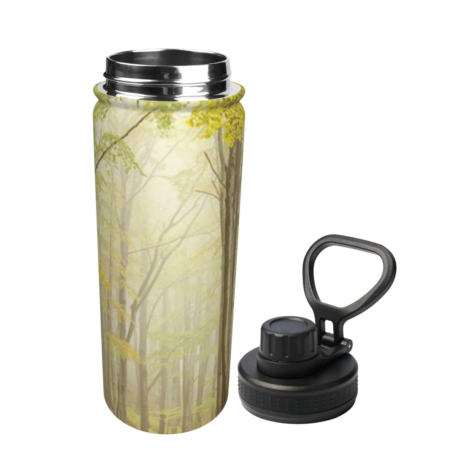 Forest Lane Print Wasserflasche Edelstahl Isolierflaschen 530 ml Sport Wasserflaschen für Männer Frauen