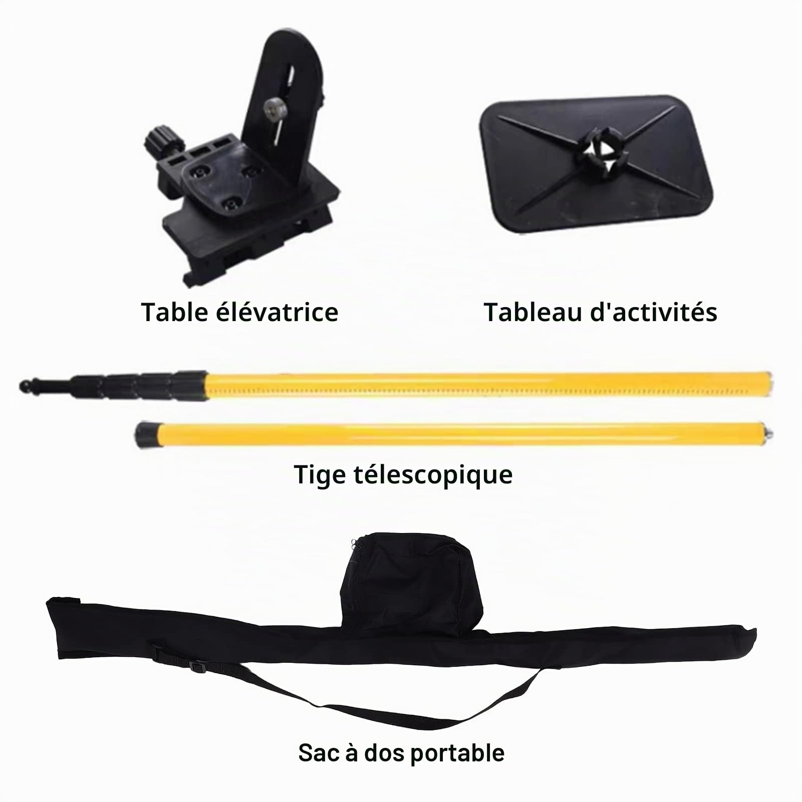 Mât Télescopique de Nivellement 2,8 Mètres, Perche Télescopique Professionnelle pour Rotatif Linéaire, Support de Montage Réglable Antidérapant, Sac de Rangement Inclus