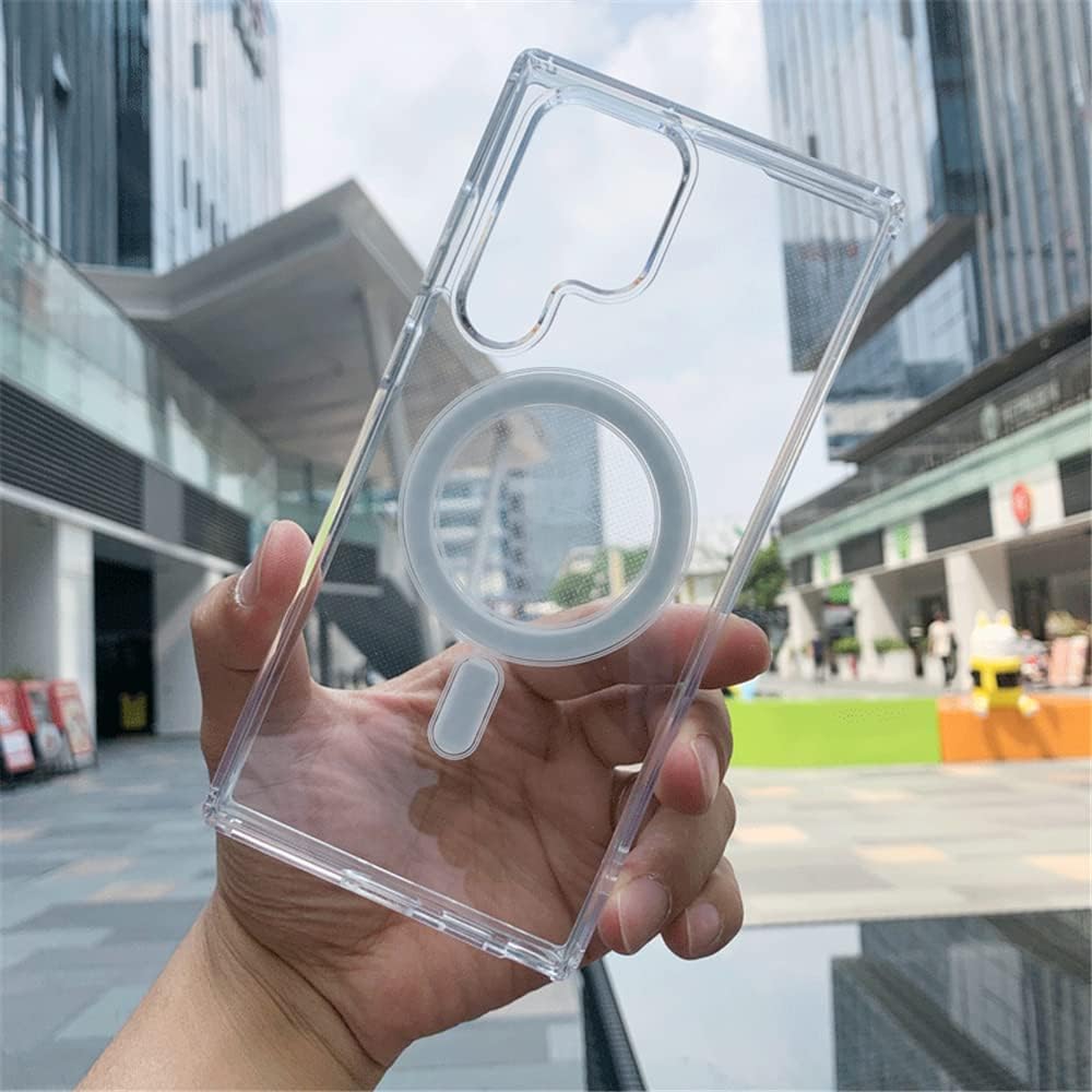 Magnetic Wireless Charger Shockproof Case for Samsung S23 S22 S21 S20 Ultra Plus FE Note20 ZFilp3 ZFold 3,Clear,for Note20 Ultra