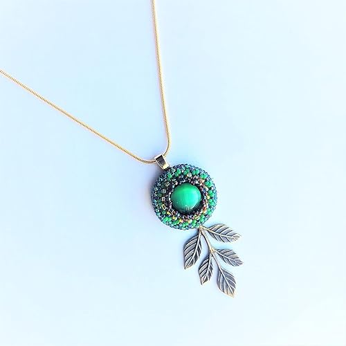 Miniatura 6 de Beadwoven Eye Pendant GoldstoneAmethystGreen Fiber Glass Pearls Antique Brass Branch Sterling SGold F Chain The Desert Princess (purple amethyst,