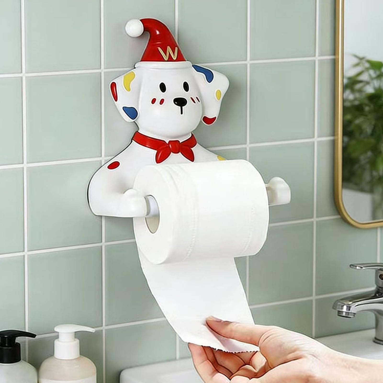Kalttoy Cartoon Puppy Use Toilet Roll Dispenser Fast Access Sanitary Storage Solution for Modern Homes Puppy Design Tissue Rack Water Strong Adhesive