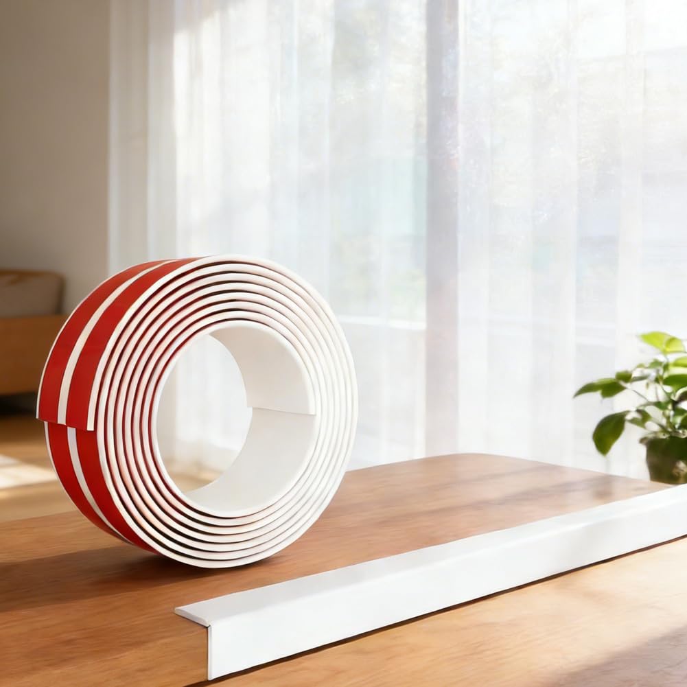 Self Adhesive Wall Corner Guard Edge Protector, Inside & Outside Corner Trim, Peel and Stick Wall Molding Trim, Flexible Corner Angle Trim for Windows, Tables, Ceiling, Worktop (White, 60mmx6m)