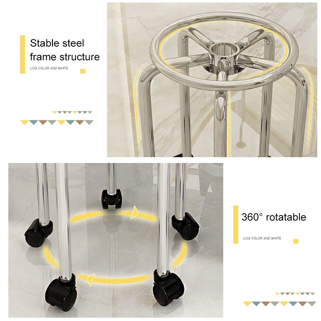 Sgabello Girevole Con Ruote 360° | Basso E Silenzioso | Per Casa, Ufficio O Salone | Grigio, Imbottito - Foto 6