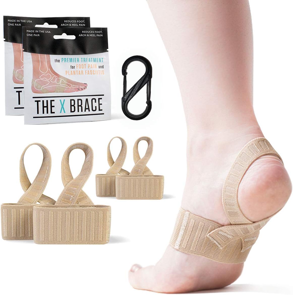 Tuli's X Brace - Arch Support Brace and Compression for Plantar Fasciitis, Sever's Disease, Flat Feet, Fallen Arches, Over-Pronation and Heel Pain, Logo Free - Small (2-Pairs)