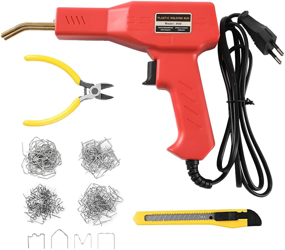 Car Plastic Welder, Vehicle Bumper Repair Welding Gun Kit with 200PCS Hot Staplers, Automotive Hot Stapler Weld Gun with Portable Toolbox, Universal for Most Vehicles