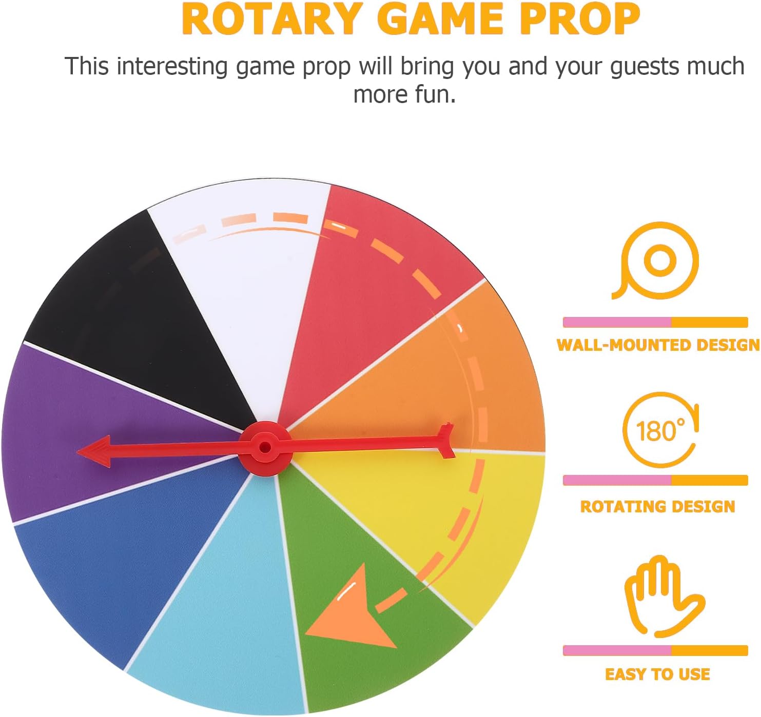 Amosfun Spinning Prize Wheel Wall Mount Random Raffle Game Wheel Win Fortune Game For Trade Show Carnival Casino Party Market Raffle 20cm, colorful