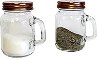 Vista 1 de Retro Mason Jar Salt and Pepper Shaker Set – Clear Glass with Stainless Steel Lids, 2-Piece Vintage Design for Kitchen and Dining by Dependable