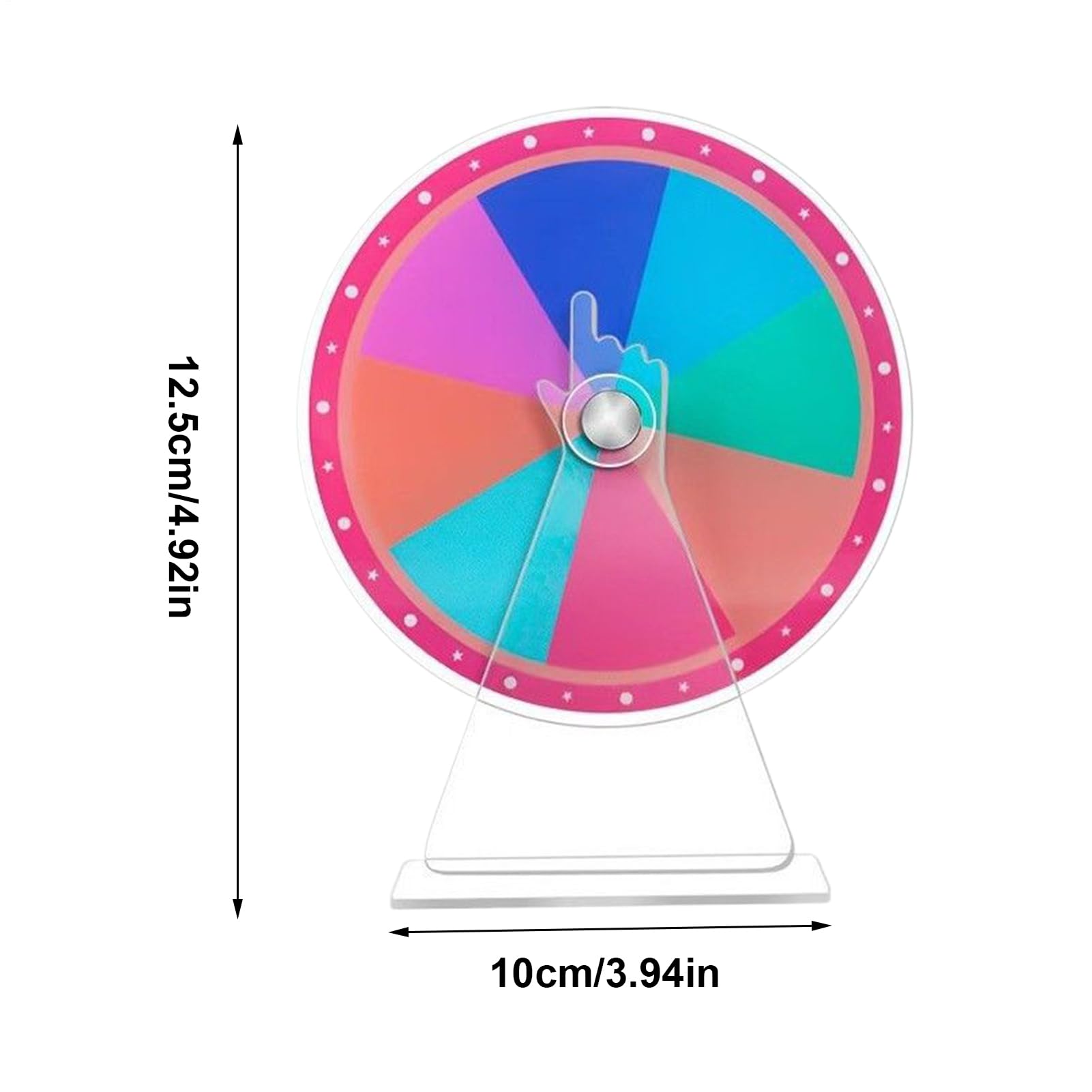 Roue De La Chance En Acrylique 12,5 Cm Avec Socle Stable - Tableau Réutilisable Et Marqueur - Idéale Pour Tombolas, Jeux Et Animations