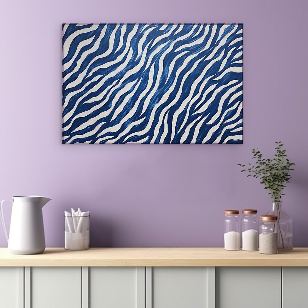 Canvas for Living room. Riding the Waves of Abstraction: The Dynamic Energy of Blue and White Canvas Art, 27 x 18 inch Canvas Wall Art - Contemporary Masterpieces - Modern Home Decor