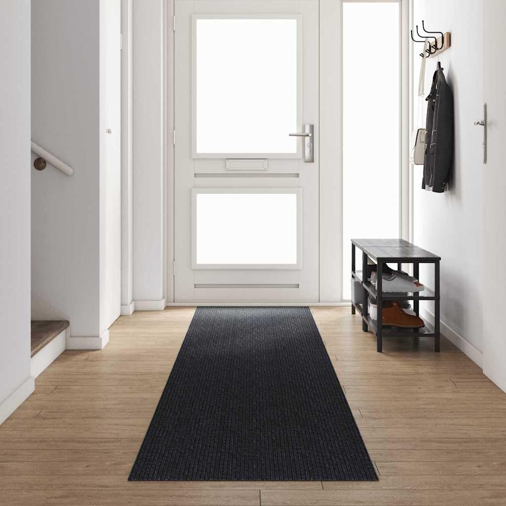 vidaXL Runner de Alfombra Antracita 80 x 500 cm Tela, Pasillo Moderno, Alfombra Antideslizante, Estilo Versátil, Decoración Contemporánea para el Hogar