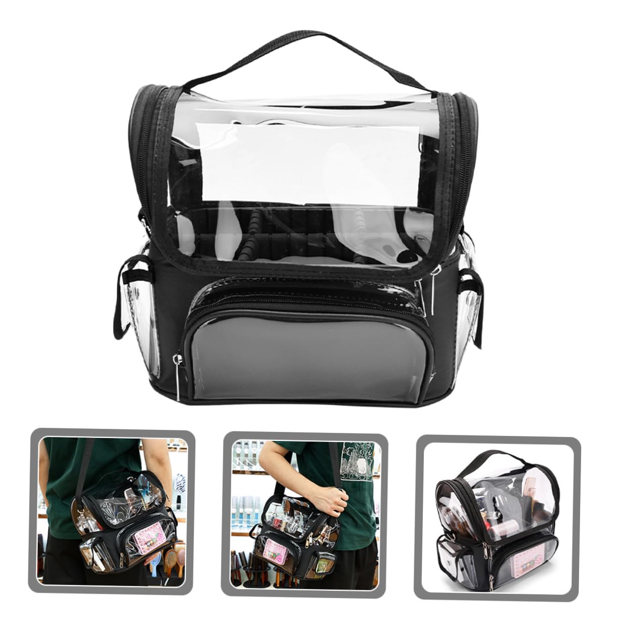 Zerodeko Borsa da Portautensili Trasparente, Custodia da Viaggio per Tosatrice e Strumenti lo Styling Chioma, Organizer Resistente per Parrucchieri Professionisti
