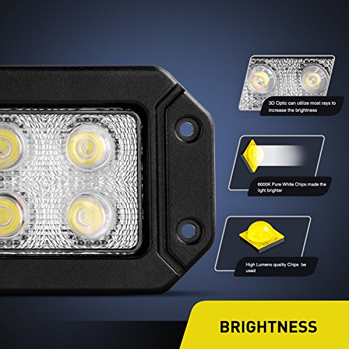 Image of Nilight 15029S-B 2PCS 18w Flush Mount Lights Spot Work Driving Bar Off Road Led Jeep Truck Tacoma Bumper ATV UTV,2 Years Warranty
