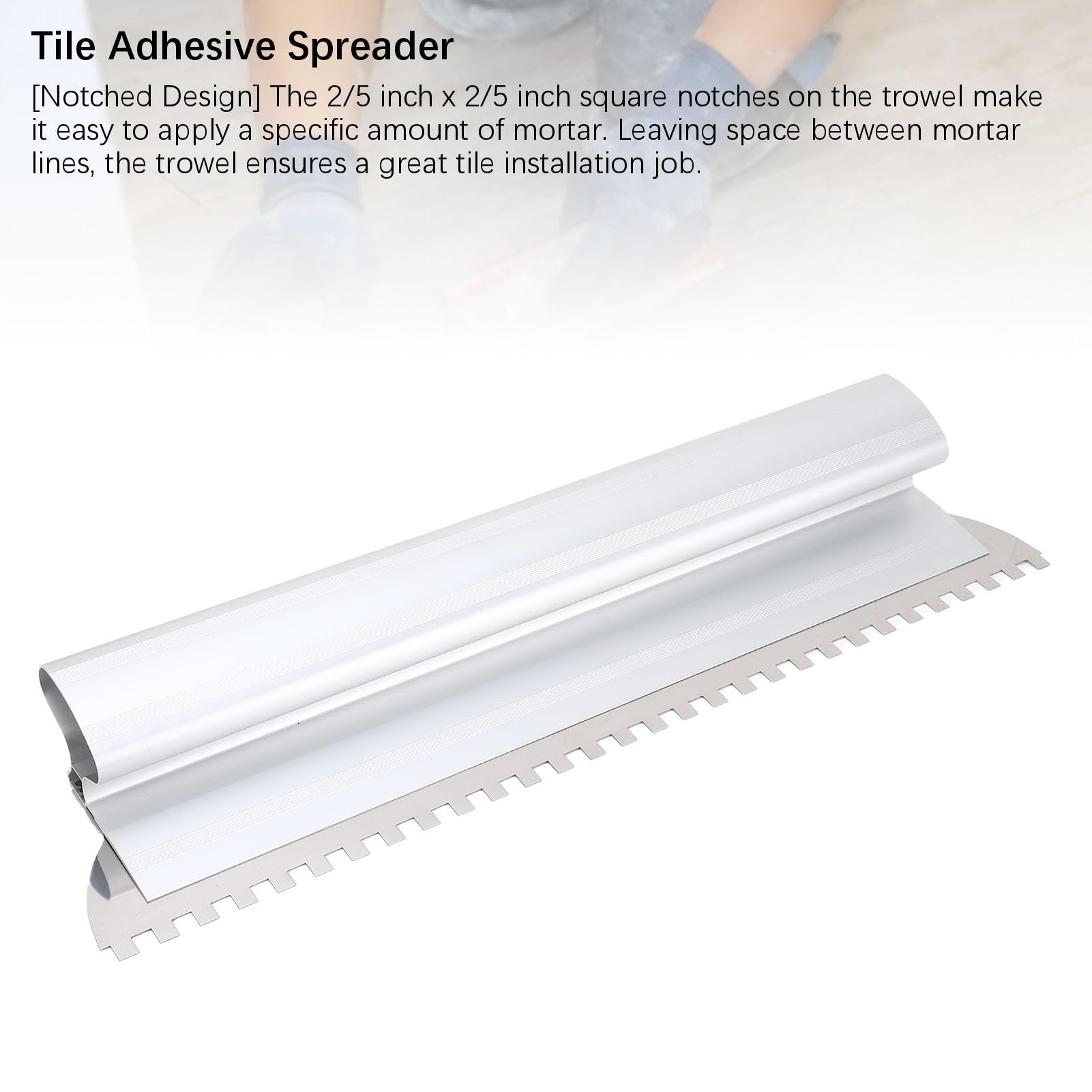Herramienta de Enyesado de Acero Inoxidable de Aleación de Aluminio para Albañil Paleta de Muesca Cuadrada con Diseño de Deflector de Enyesado de área Grande (24 pulgadas)