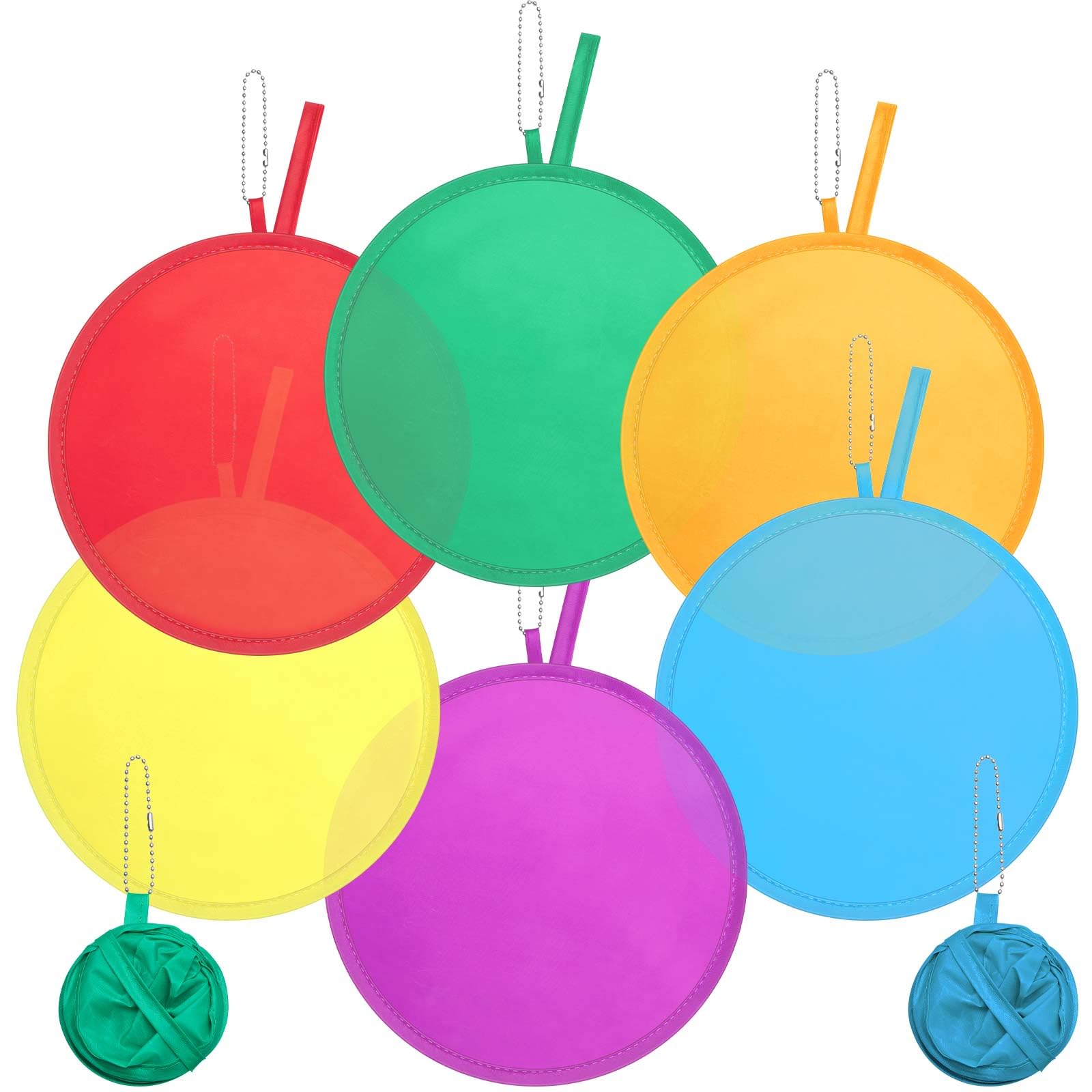 Ventaglio Tondo Pieghevole Blu | Portatile Per Estate E Sole - Foto 2