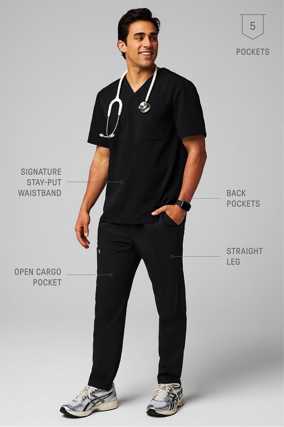 Fabletics Men's Intake Scrub Pant - MotionTech, 4-Way Stretch, Pocket-Packed, Wrinkle-Resist, Semi-Slim Fit - Image 2