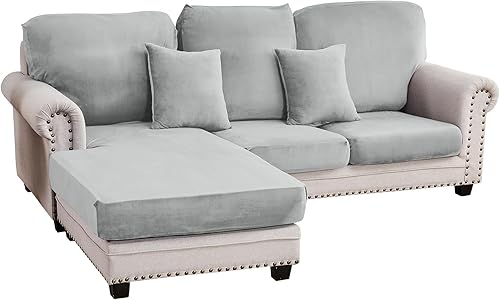 Miniatura 71 de Funda para sofá, funda de cojín de terciopelo elástico de 2 piezas, funda elástica lavable para asiento o respaldo, fundas de asiento de sofá para