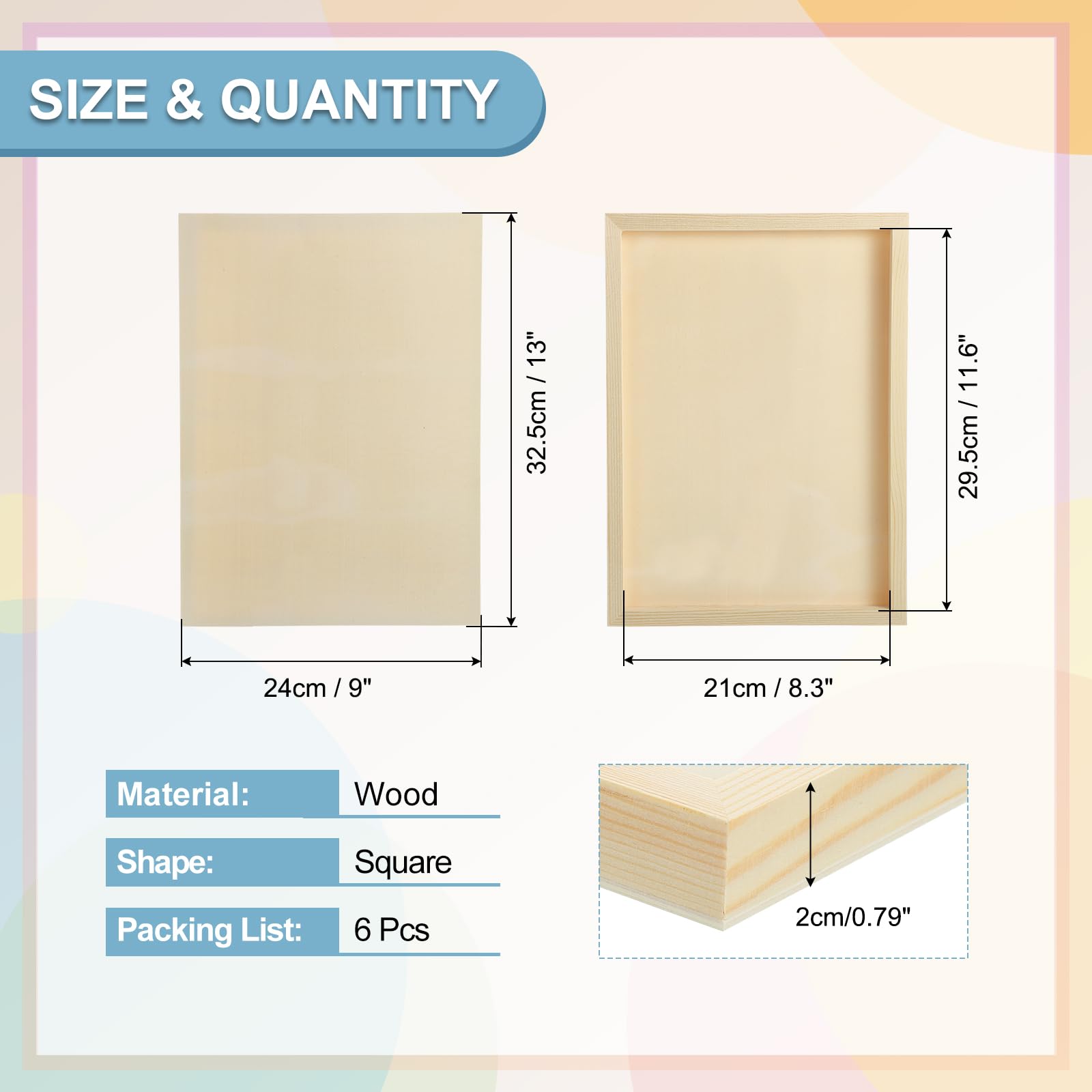 QUARKZMAN 6 Piezas Tableros De Lienzo De Madera 9x13 Pulgadas Para Pintar