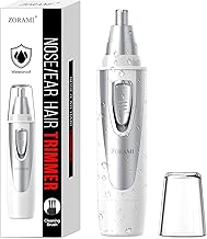 Ear and Nose Hair Trimmer Clipper - 2025 Professional Painless Eyebrow & Facial Hair Trimmer for Men Women, Battery-Operated Trimmer with IPX7 Waterproof, Dual Edge Blades for Easy Cleansing White