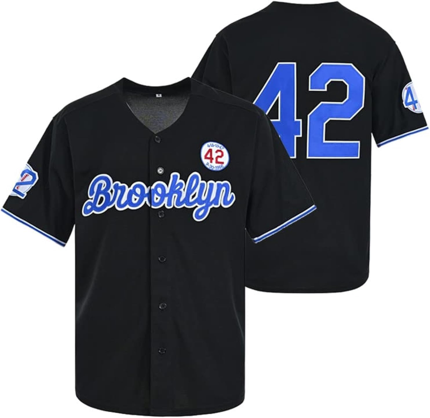 Men's Black Legend 42 Button Down Jersey 90s Hip Hop Baseball Jersey Stitched