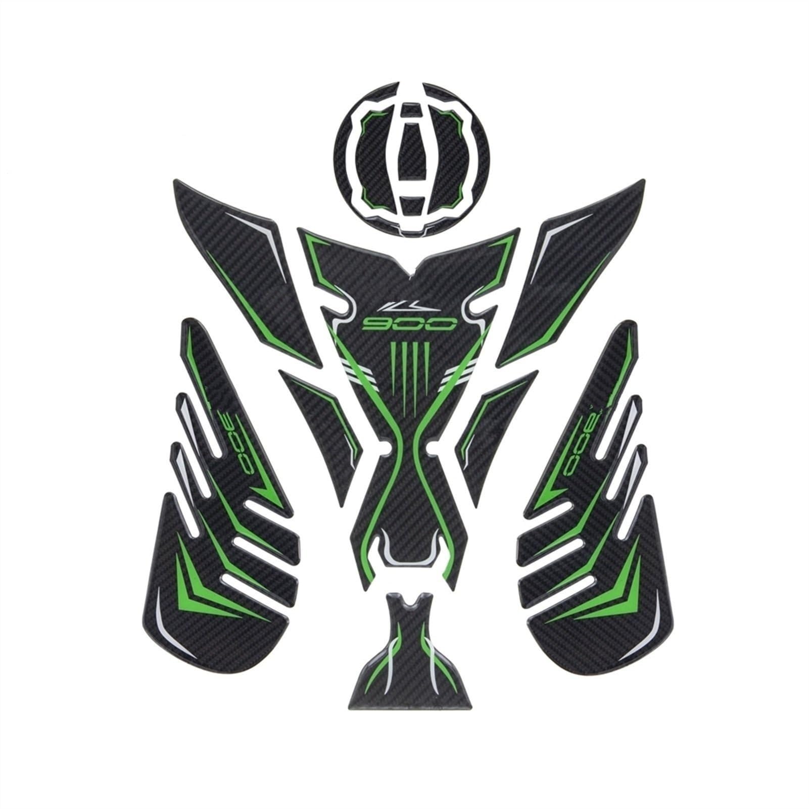 Dtsgcx Green For Kawasaki For Z900 Motorcycle Stickers Fuel Tank Sticker Fishbone Protective Decals Pad(Green)