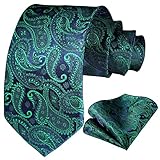 Green Tie for Men Paisley Floral Woven Mens Tie Pocket Square Classic Formal Business Tuxedo Wedding...