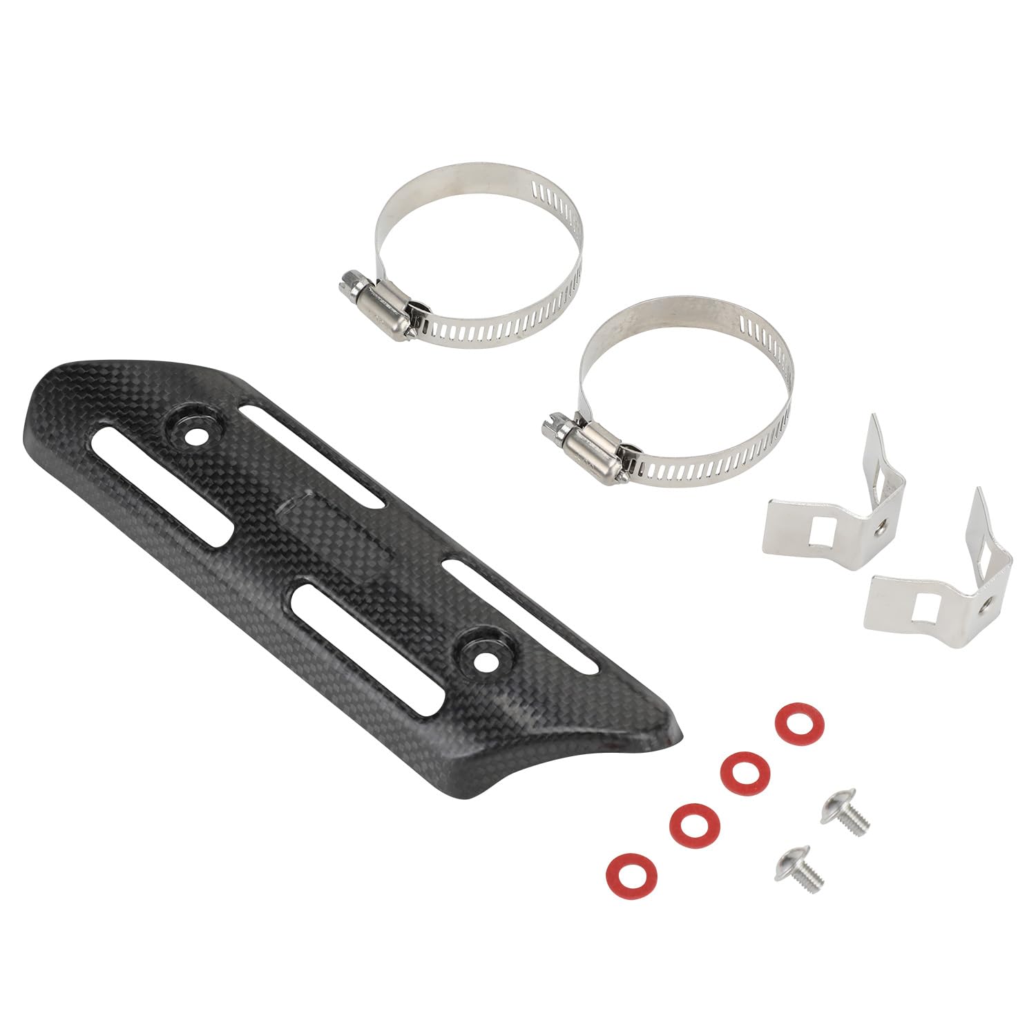 Bouclier Thermique Silencieux Échappement Moto – Fibre De Carbone Imitation Acier Inox Réglable 44-64 Mm