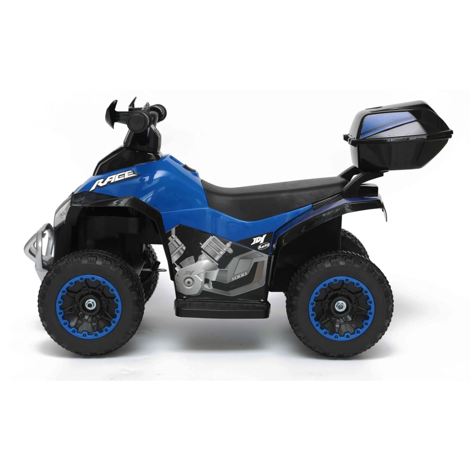 Quad Elettrico per Bambini Blu/Nero - Veicolo 4 Ruote Sicuro e Divertente, Batteria Ricaricabile 6V, Supporto 20kg, Ideale 18-36 Mesi con Funzione Retromarcia con Bauletto e Luci Led