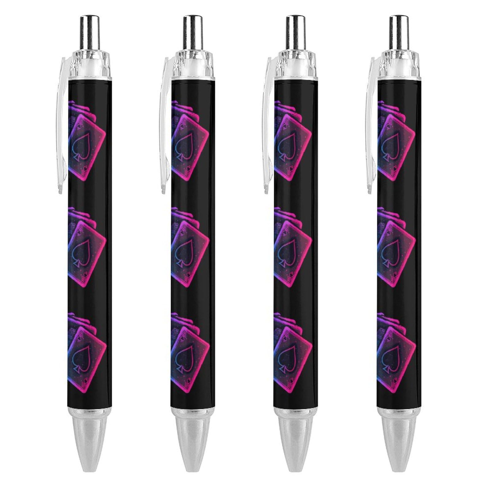 Four Spades Poker Cards Retractable Ballpoint Pen Black Ink 0.5mm Fine Point Pens Office Supplies 4 PCS AS PIC 2