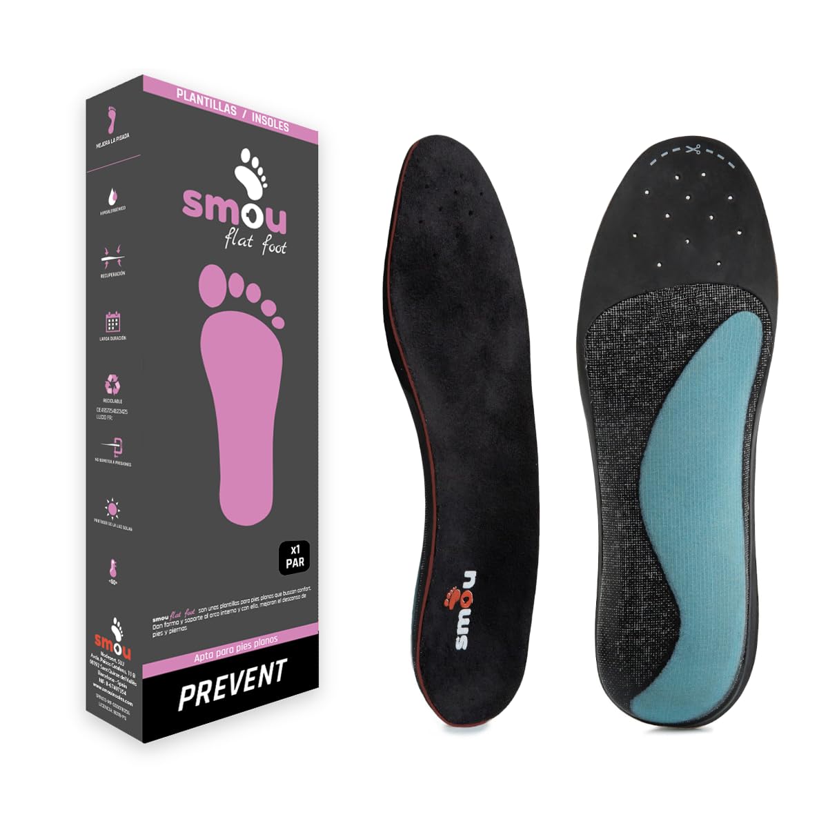 Plantari Piede Piatto SMOU Flat Foot – Per Pronazione e Arco Caduto – Supporto dell’Arco e Correzione Posturale – Ammortizzazione Gel PU e Memory Foam – Uomo Donna Uso Quotidiano